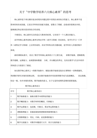 中学数学学习应培养好六大核心素养