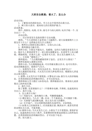 大班安全教案：着火了怎么办
