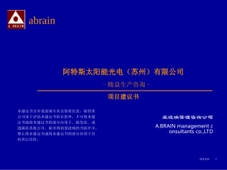 阿特斯太阳能光电(苏州)有限公司精益咨询项目建议书