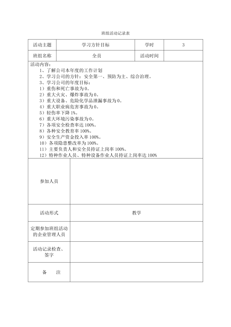 班组活动记录表_第2页