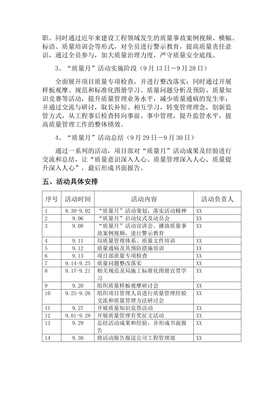 XX项目2018年质量月活动策划_第2页