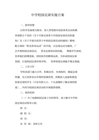 中学校园足球实施方案