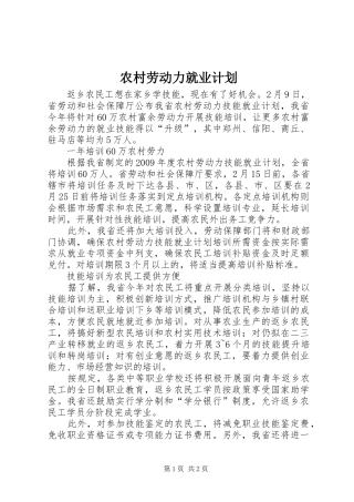 农村劳动力就业计划