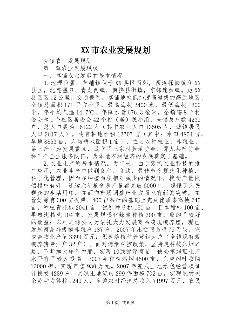 XX市农业发展规划_第1页