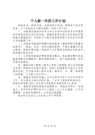 个人新一年的工作计划