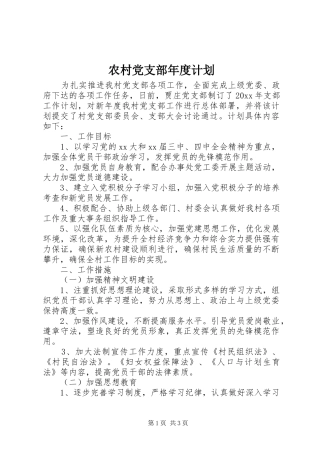 农村党支部年度计划