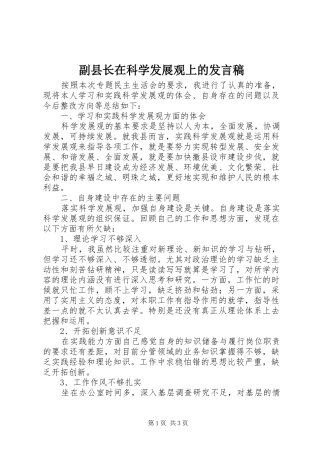 副县长在科学发展观上的发言稿
