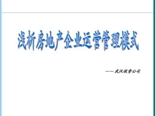 标杆房地产企业运营模式