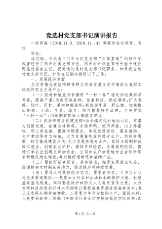 竞选村党支部书记演讲报告