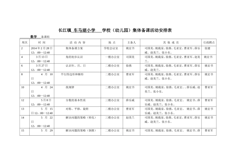 车马湖小学集体备课活动安排表_第2页