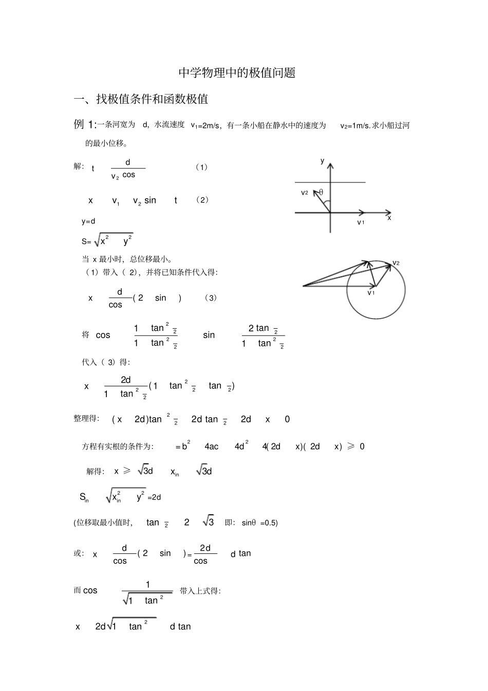 中学物理中的极值问题_第1页