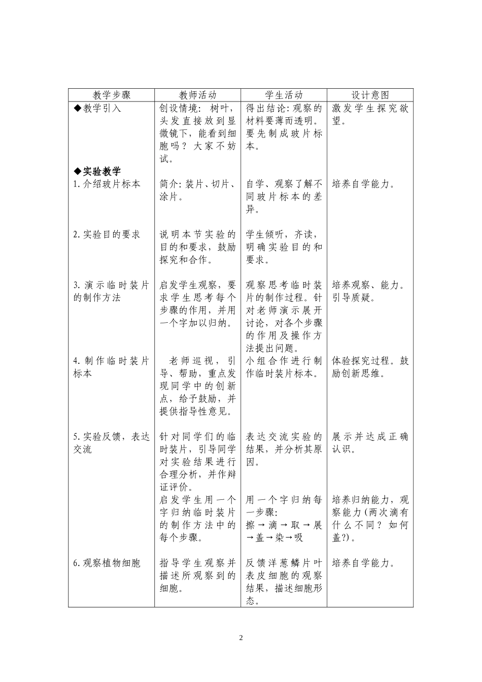 实验：“观察植物细胞”的教学设计_第2页
