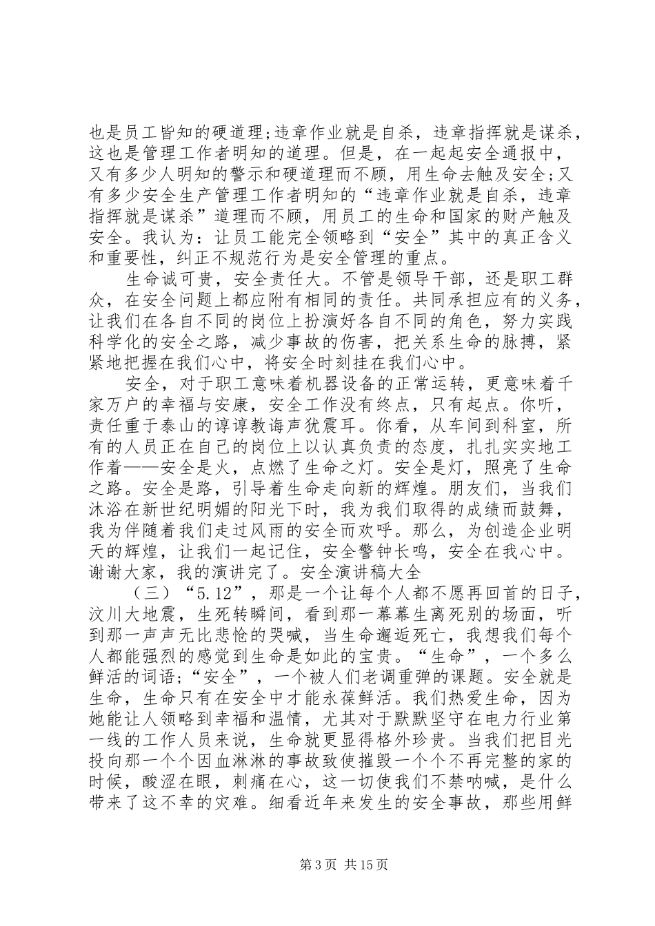 关于安全演讲稿大全集_第3页