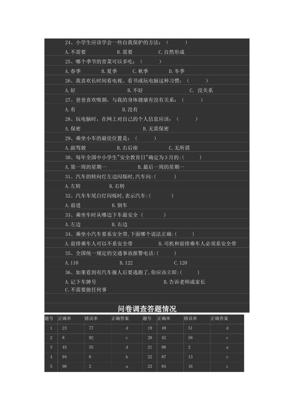 小学生安全知识调查问卷_第3页