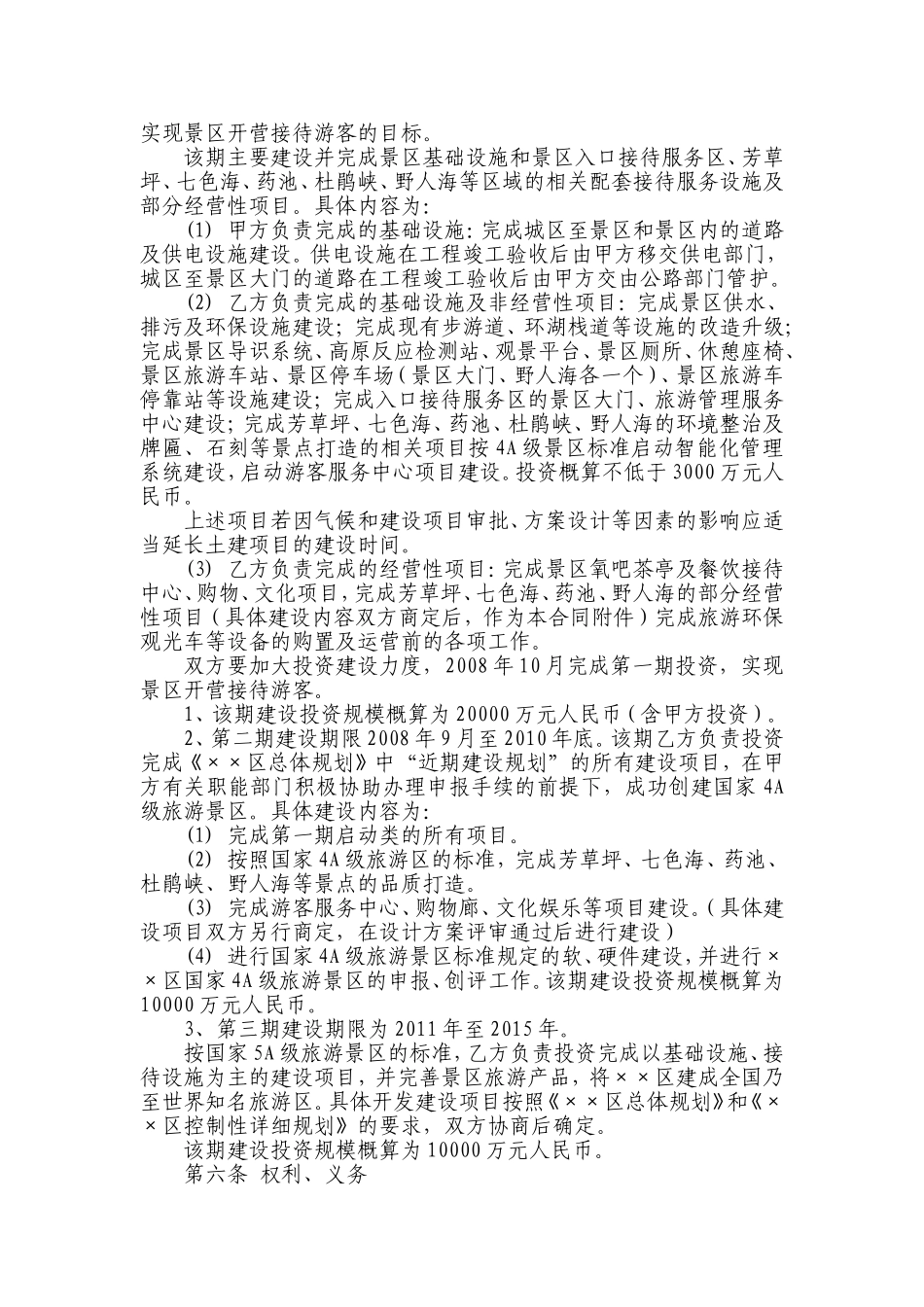 XX景区旅游项目合作开发合同书_第2页