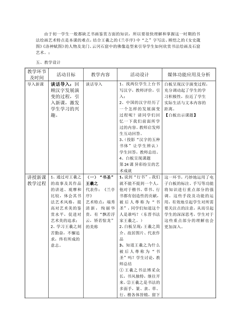 《异彩纷呈的艺术成就》教学设计表_第2页