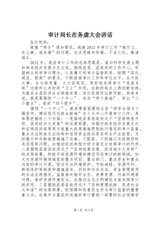 审计局长在务虚大会讲话