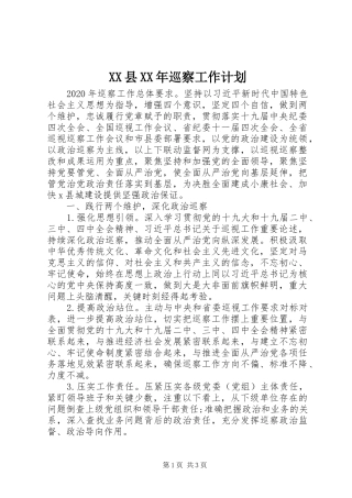 XX县XX年巡察工作计划