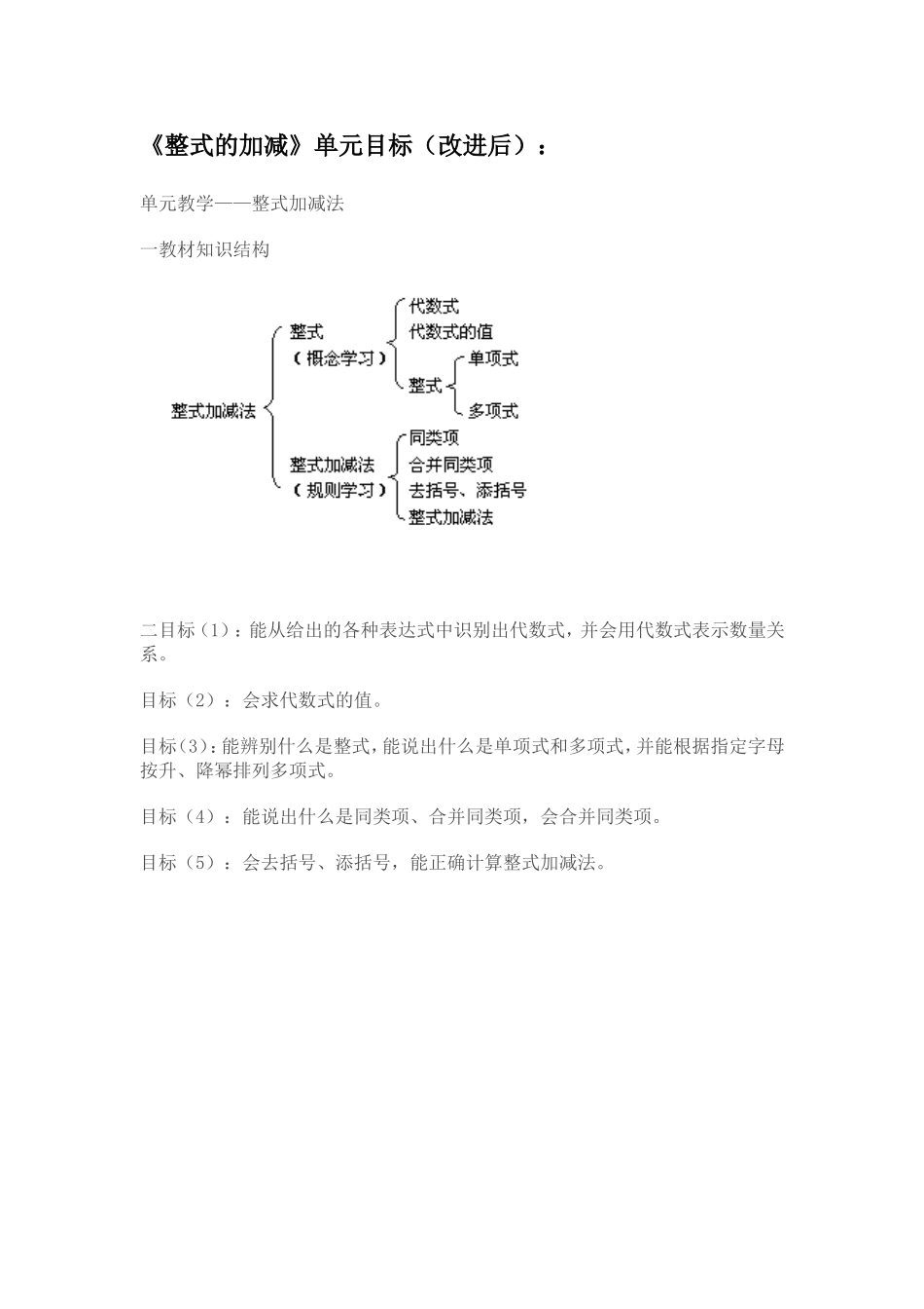 整式的加减单元教学设计_第2页