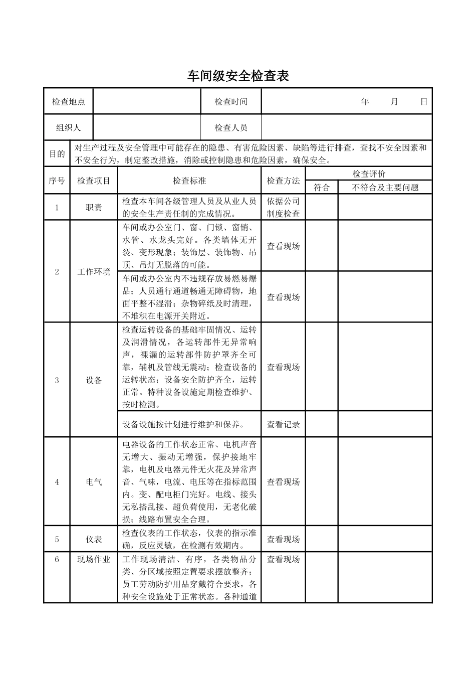安全生产检查记录表 (2)_第1页