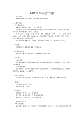 APP网络运营方案