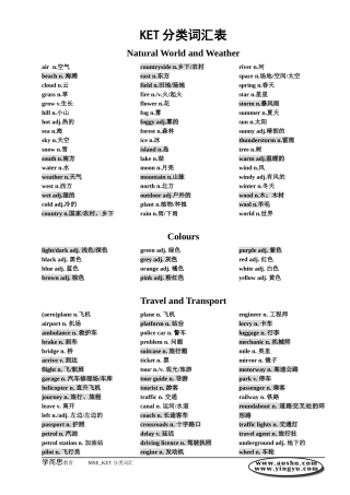 ket分类词汇表