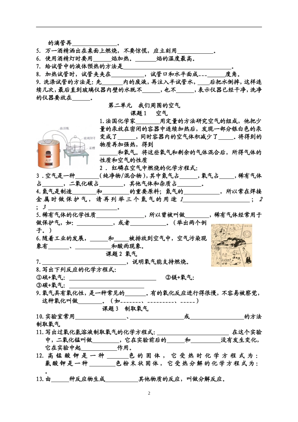 初三化学上册知识点总结填空_第2页