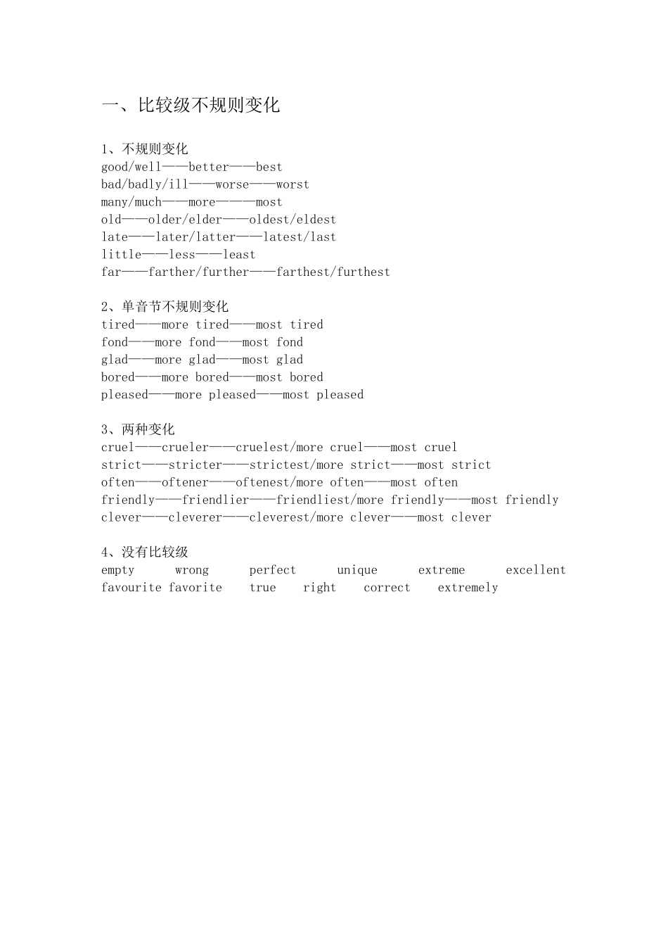 不规则动词及比较级,最高级的不规则变化_第1页