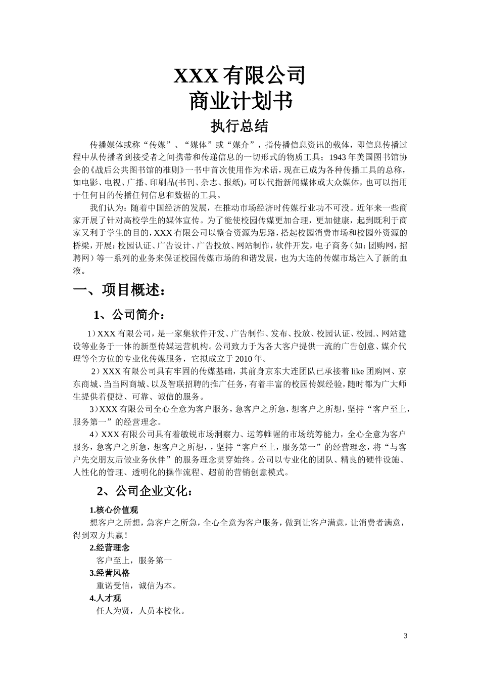 XXX公司商业计划书_第2页