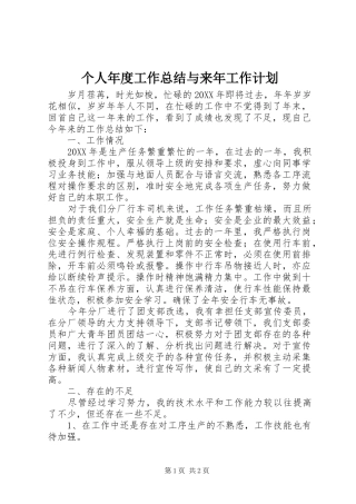 个人年度工作总结与来年工作计划