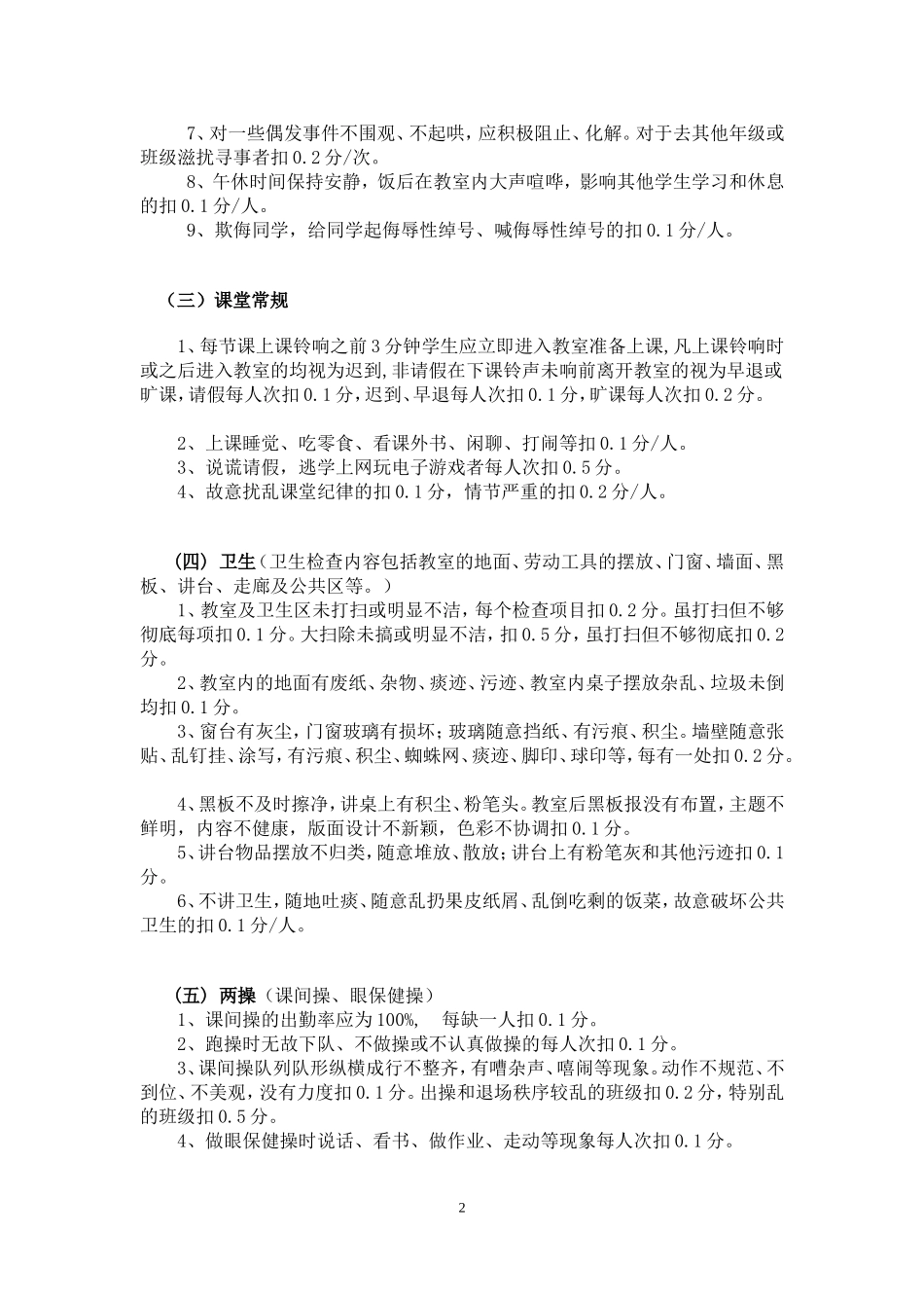 班级常规管理工作量化考核细则_第2页