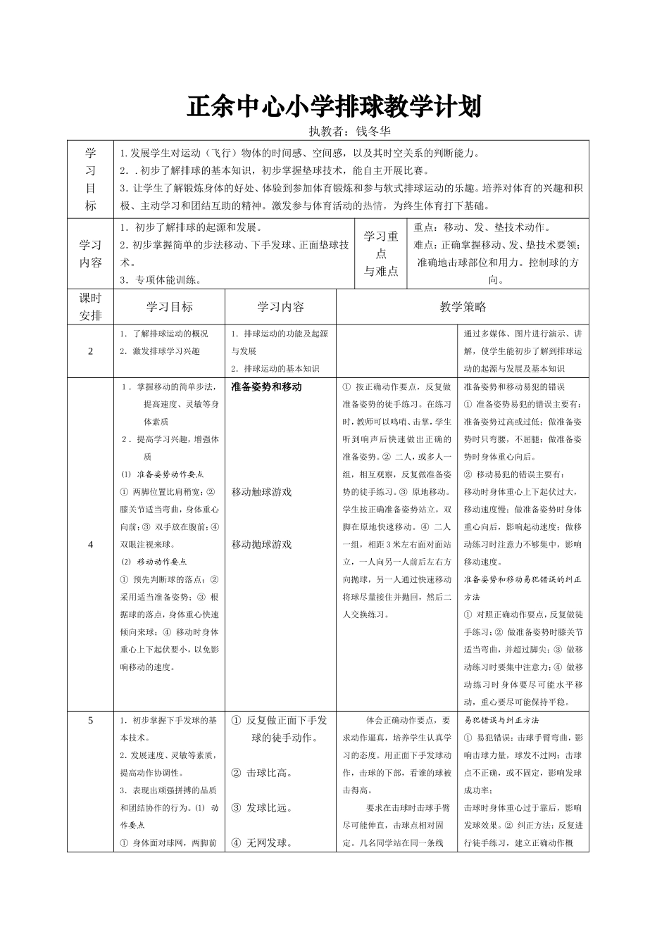 排球教学计划_第1页