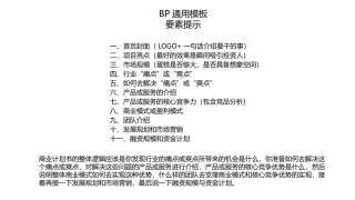 BP商业计划书通用模板