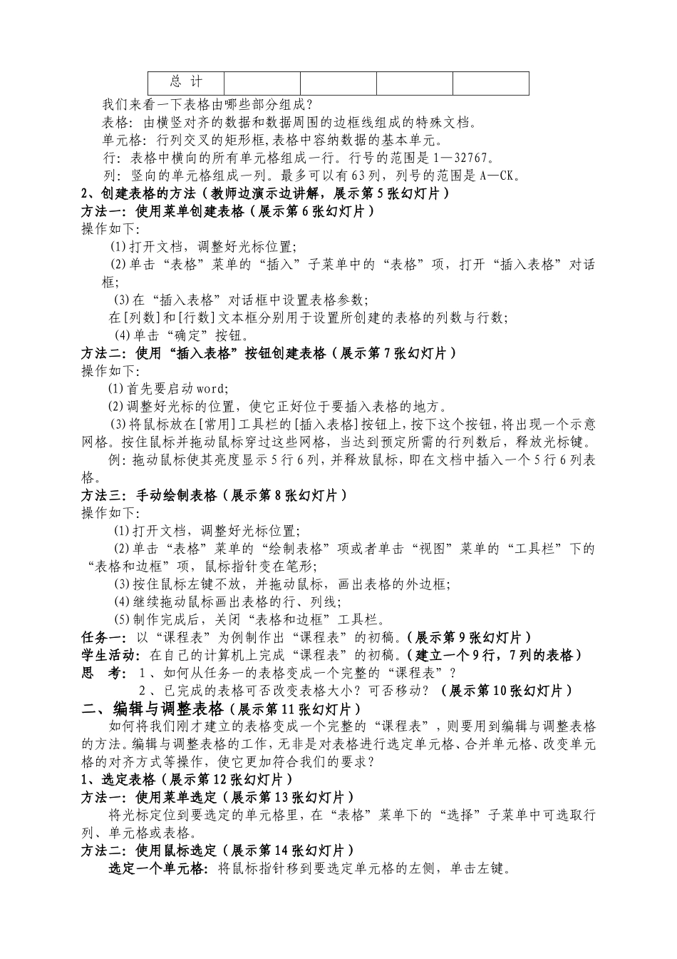 Word表格制作教案公开课_第3页