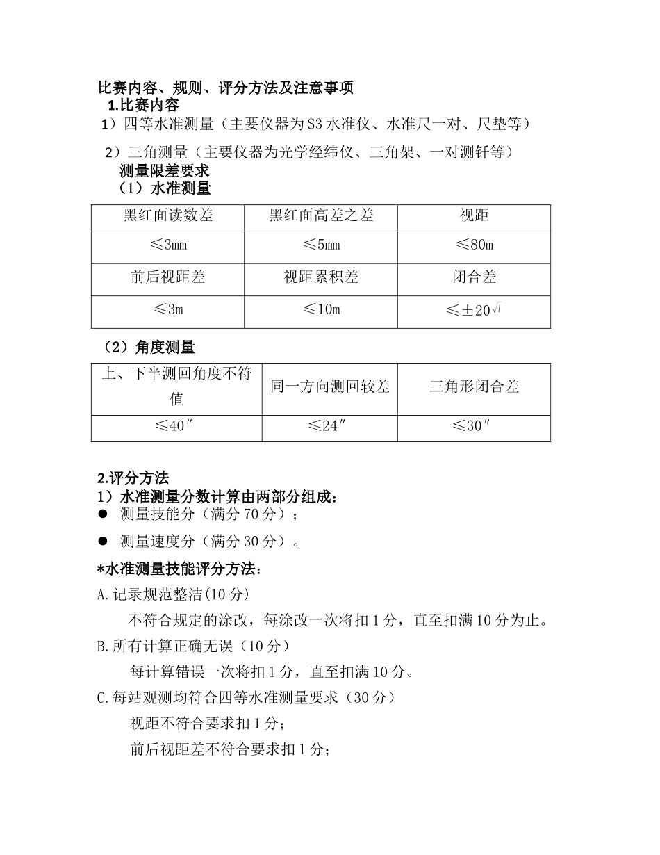 比赛内容规则评分方法及注意事项1比赛内容1四等水准测量_第1页