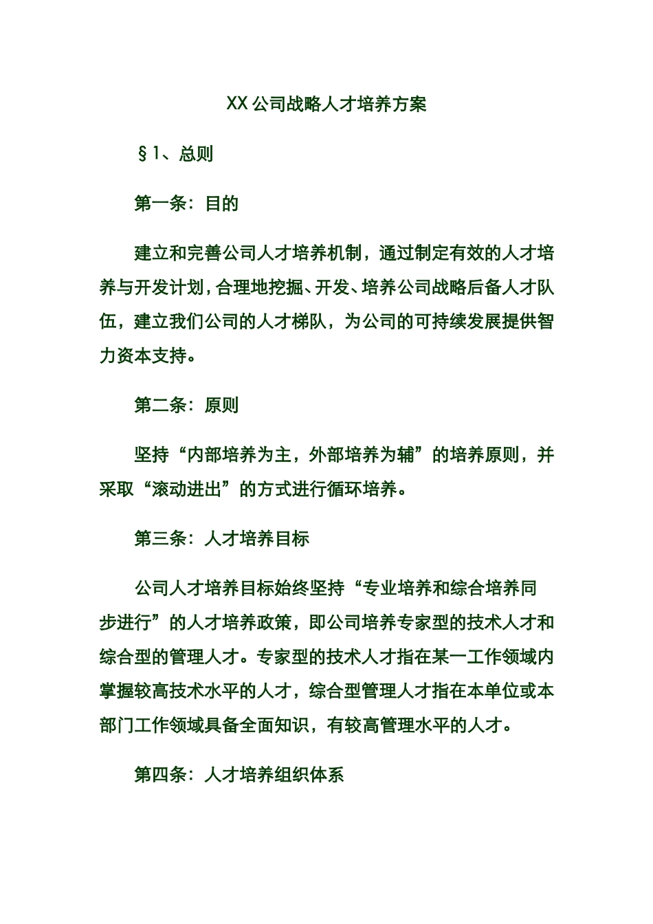 XX公司战略人才培养方案_第1页