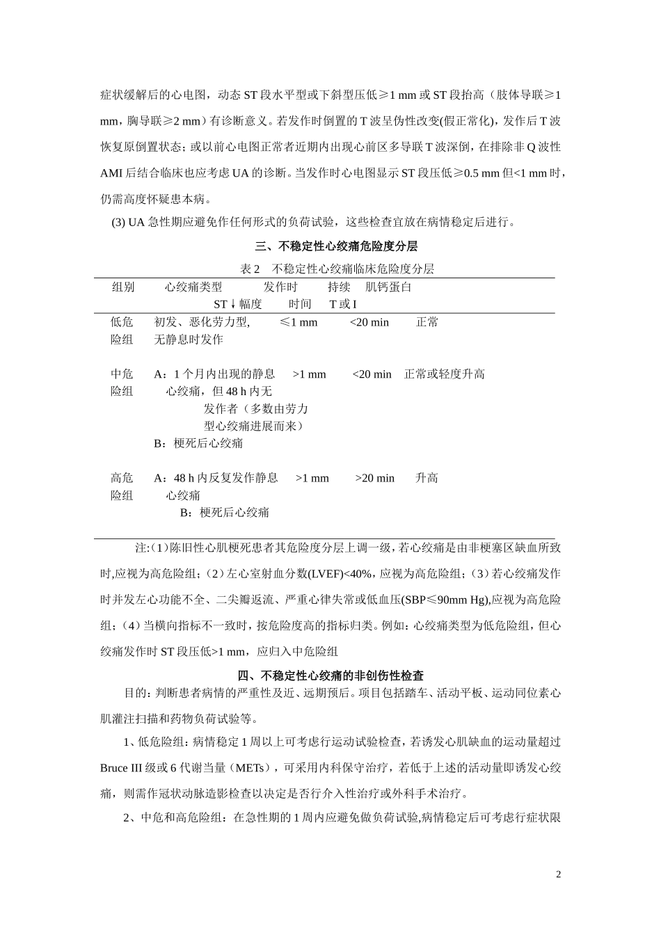 不稳定性心绞痛诊断和治疗指南_第2页