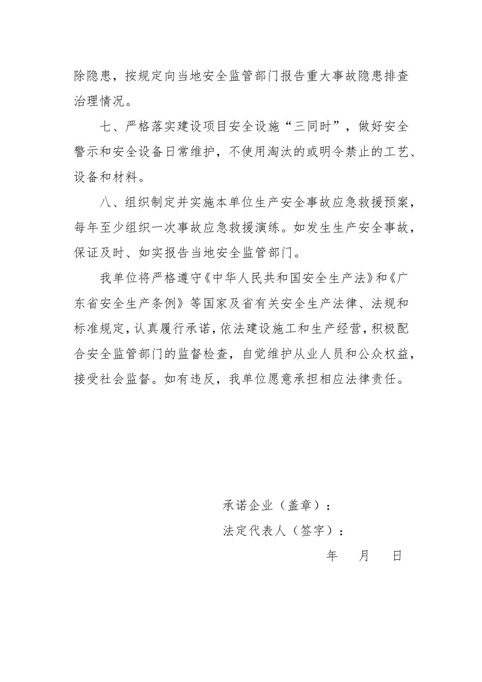 安全生产主体责任承诺书(参考范本)_第2页