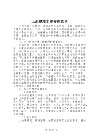 土地整理工作安排意见