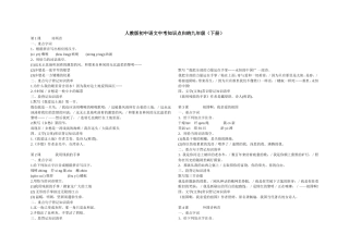 人教版初中语文中考知识点归纳九年级(下册)