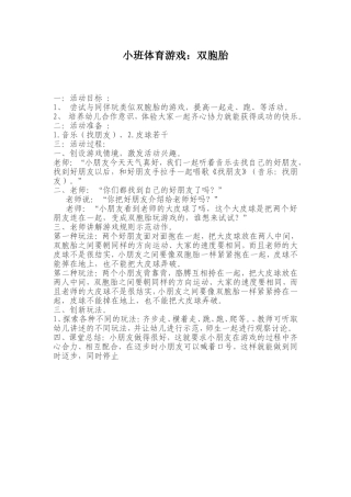小班体育游戏《双胞胎》