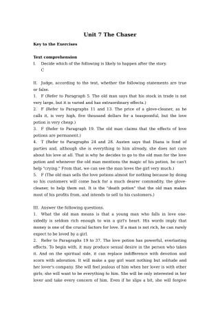 Unit 7 The Chaser练习答案综合教程三