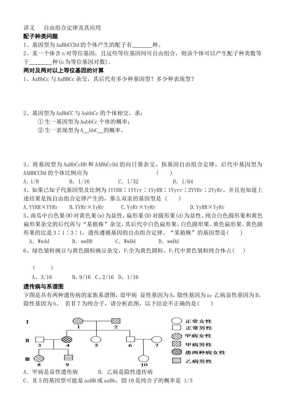 讲义自由组合的类型化_第1页