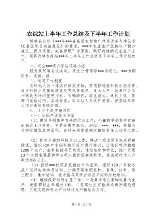 农综站上半年工作总结及下半年工作计划