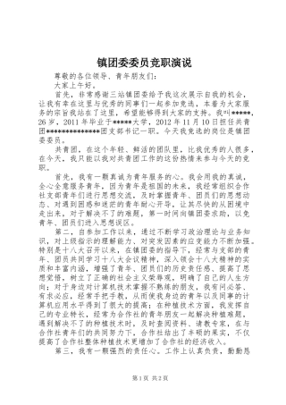 镇团委委员竞职演说