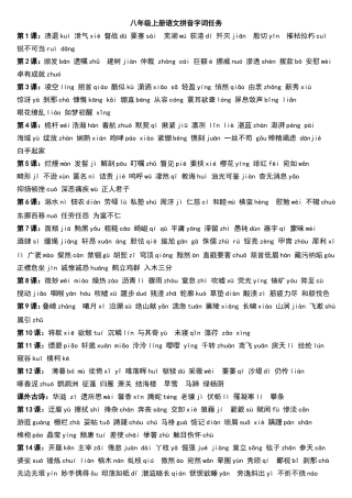 部编八年级上册语文拼音生字词语归纳完整版