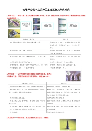 波峰焊过程产生故障的主要原因及预防对策