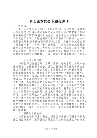 乡长在党代会专题会讲话