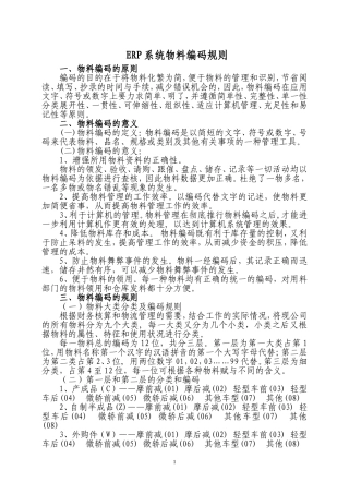 ERP系统物料编码规则