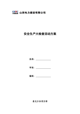 安全生产大检查活动方案